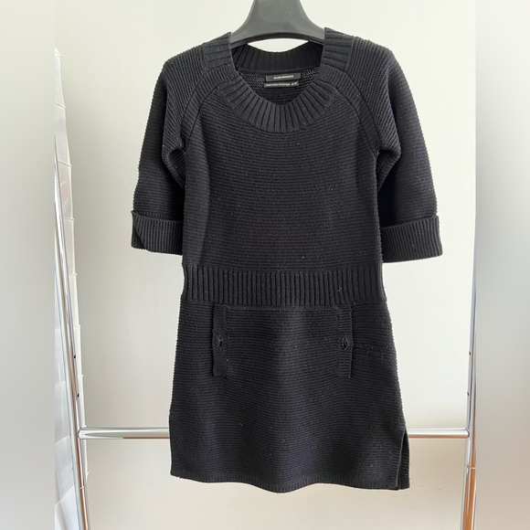 Club Monaco Black Medium Knit Wool Dress with Front Pocket - Picture 1 of 4